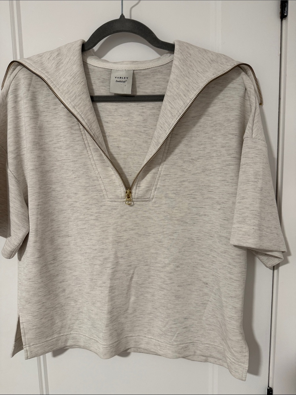 Varley Oatmeal gold Half-Zip Short Sleeve